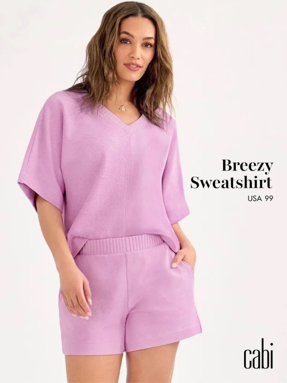 Cabi short set  6791 Pink Orchid Breezy sweatshirt & shorts Medium